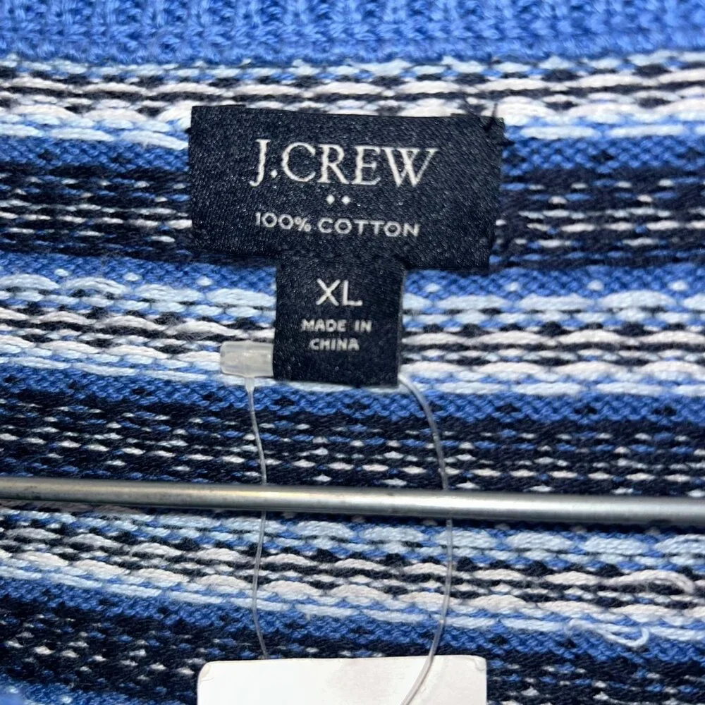 J. Crew NEW NWT blue Fair Isle Norwegian cotton crew neck mens sweater XL